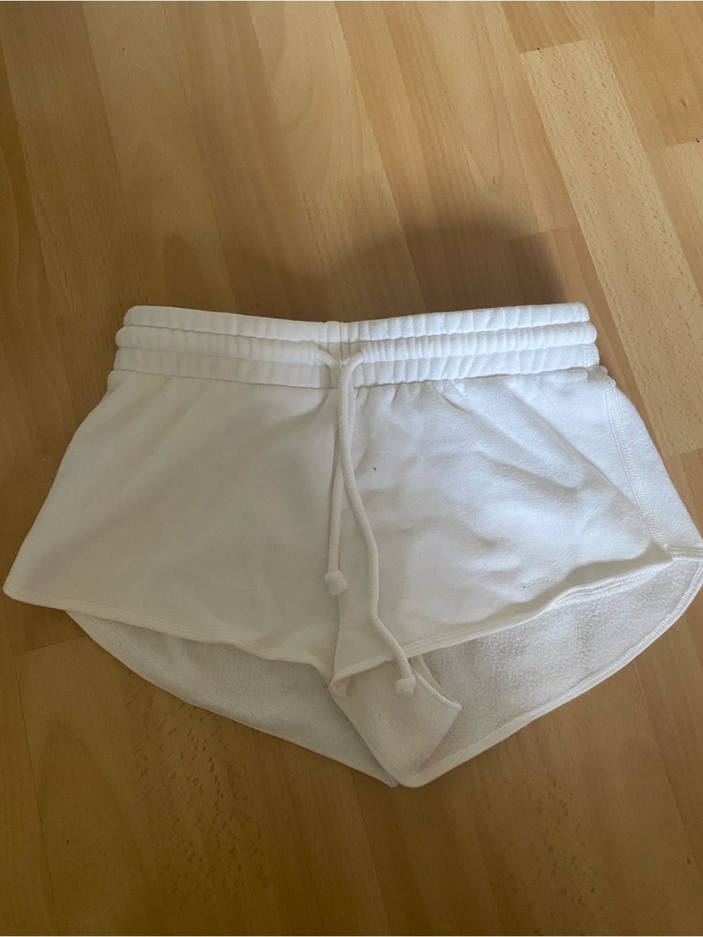 Aritzia TNA Cozy Fleece White Drawstring Shorts